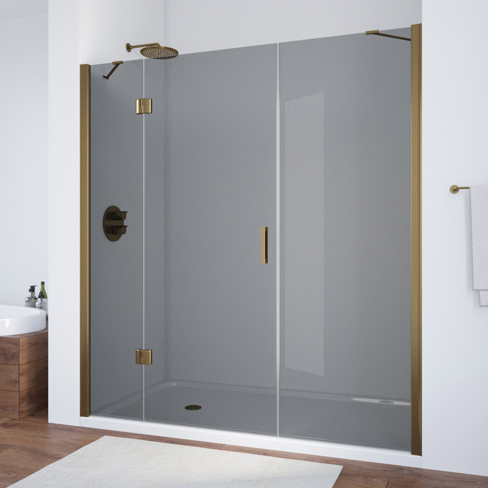 Душевая дверь в нишу Vegas Glass AFP-F NOVO 140 05 07 L, профиль бронза, стекло графит