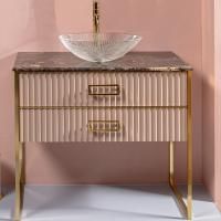 Тумба с раковиной Armadi Art Monaco 100 столешницей из мрамора капучино, золото