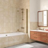 Шторка на ванну Vegas Glass E2V LUX 120 05 crystalvision R профиль бронза, стекло crystalvision