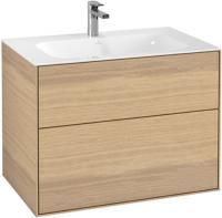 Тумба с раковиной Villeroy & Boch Finion 80 oak veneer, с настенным освещением