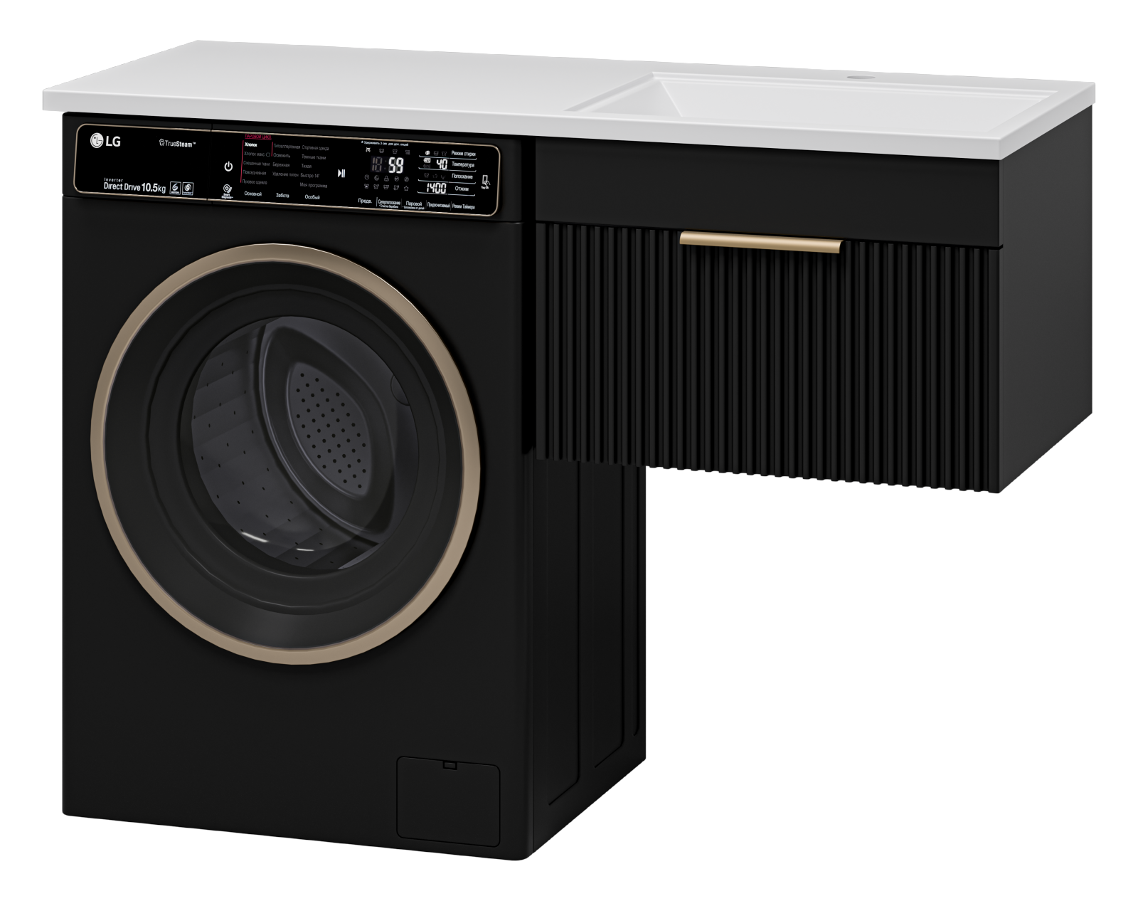 Тумба с раковиной Brevita Enfida 60 R под стиральную машину подвесная, черная