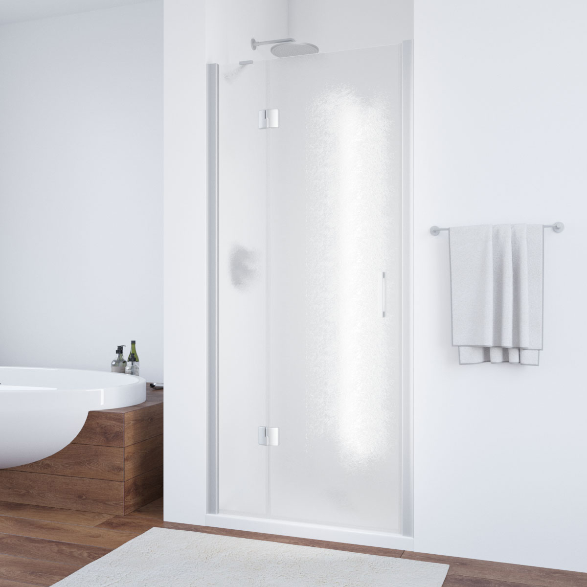 Душевая дверь в нишу Vegas Glass  AFP NOVO 110 07 02 L, профиль матовый хром, стекло шиншилла