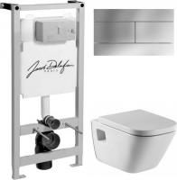 Инсталляция Jacob Delafon E5504-NF + кнопка E4316-CP хром + унитаз подвесной Roca Gap 346477000 с сиденьем Gap 801472004 с микролифтом