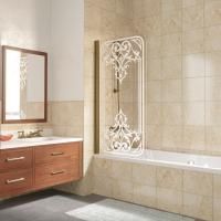Шторка на ванну Vegas Glass EV LUX 75 05 ARTDECO D2 L профиль бронза, стекло прозрачное рисунок матовый