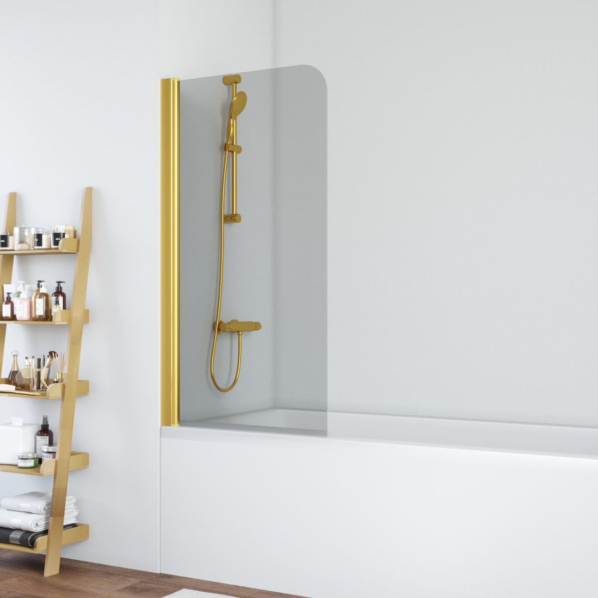 Шторка на ванну Vegas Glass EV 70 09 07, профиль золото глянцевое, стекло графит