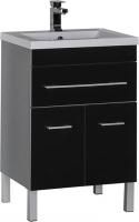 Тумба под раковину Aquanet Верона 58 черная, 1 ящик, 2 двери