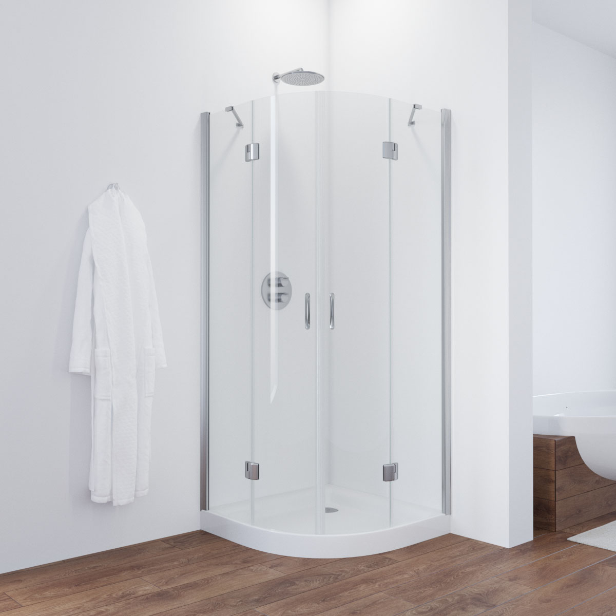 Душевой уголок Vegas Glass AFS TUR NOVO h1890 90 08 01 R, профиль глянцевый хром, стекло прозрачное