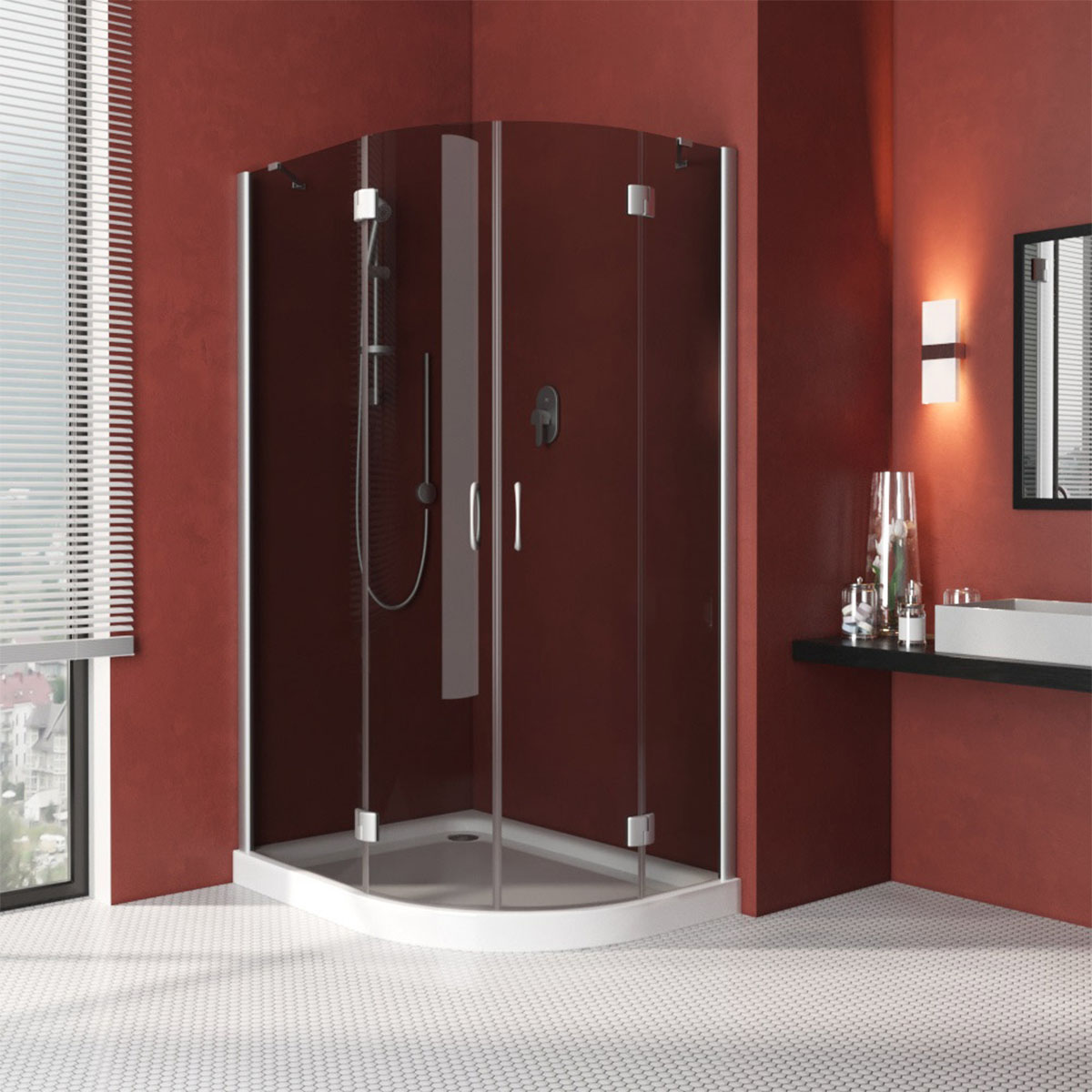 Душевой уголок Vegas Glass AFS-F LUX 120*80 07 07 L, профиль матовый хром, стекло графит