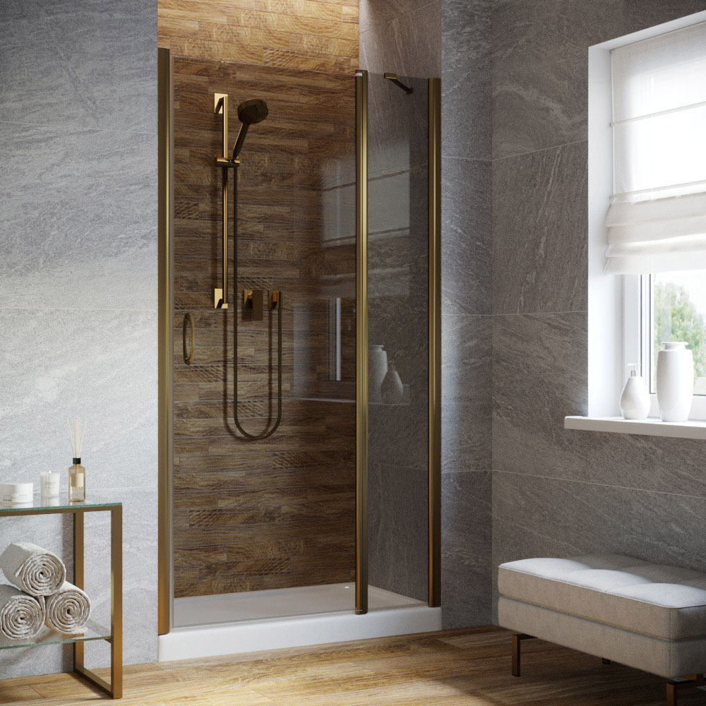 Душевая дверь в нишу Vegas Glass EP-F-1 LUX 145 05 07 R, профиль бронза, стекло графит