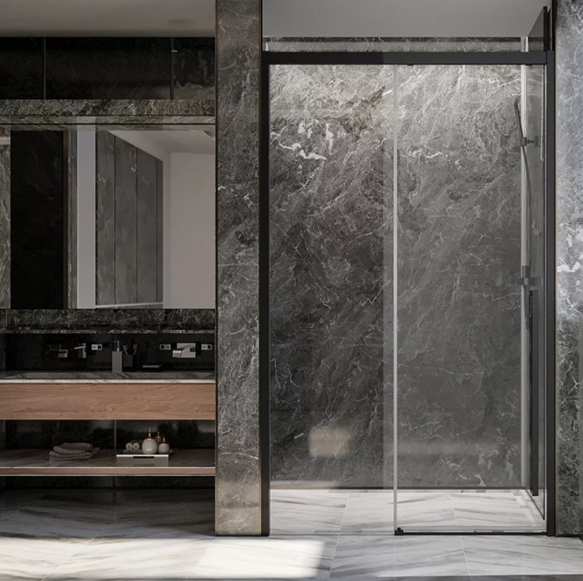 Душевая дверь в нишу Veconi Premium Trento PTD-30B 140 см, профиль черный