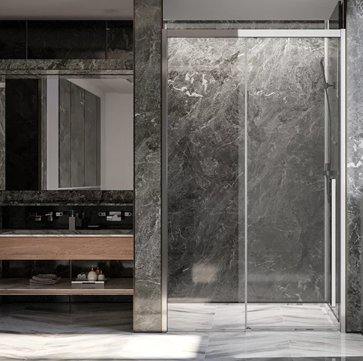 Душевая дверь в нишу Veconi Premium Trento PTD-30CH 120 см, профиль хром