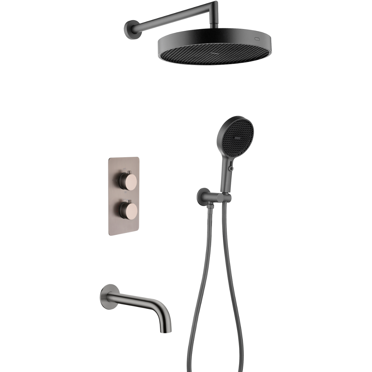 Душевой комплект для ванны Boheme Cell графит, термостат
