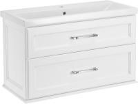 Тумба с раковиной ASB-Woodline Венеция 100 белый, патина серебро