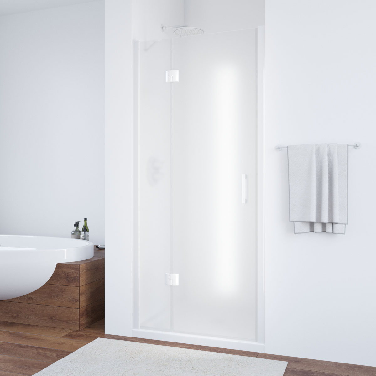 Душевая дверь в нишу Vegas Glass AFP NOVO 95 01 10 L, профиль белый, стекло сатин