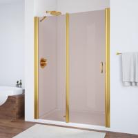 Душевая дверь в нишу Vegas Glass EP-F-1 130 09 05 L профиль золото глянцевое, стекло бронза