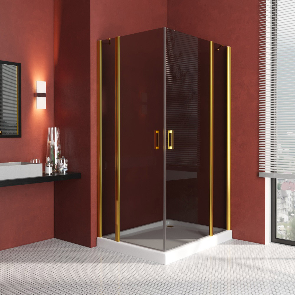Душевой уголок Vegas Glass EFA-F LUX 110*90 09 07 R, профиль золото глянцевое, стекло графит