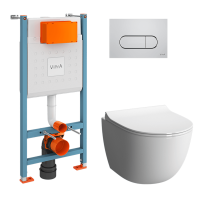 Инсталляция с унитазом VitrA Sento 9830B003-7212 с кнопкой хром