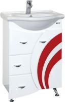 Тумба под раковину Misty Каролина 60 3 ящика R красное стекло