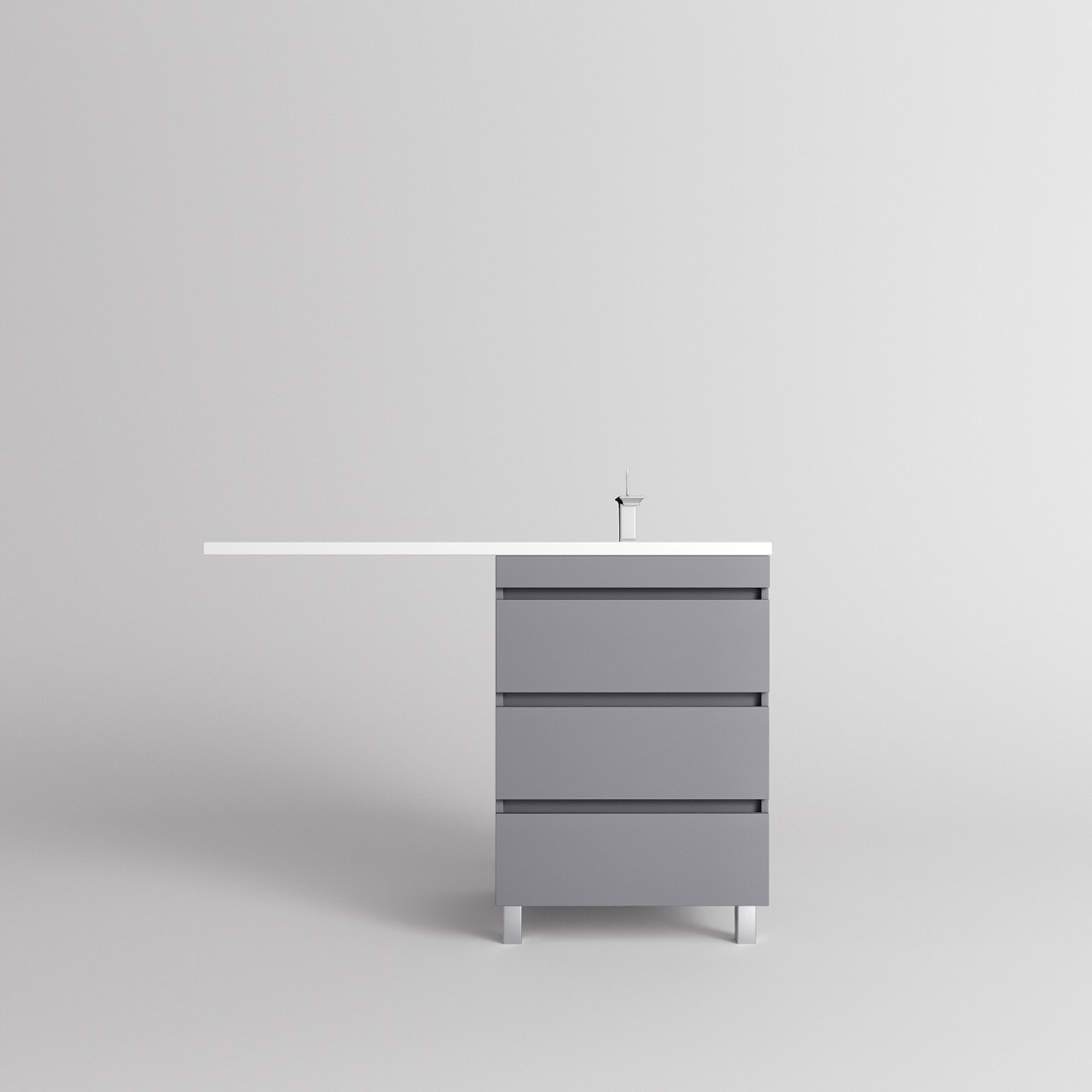 Тумба с раковиной Style Line Даллас Леон 120 R Люкс серая 3 ящика, Plus напольная