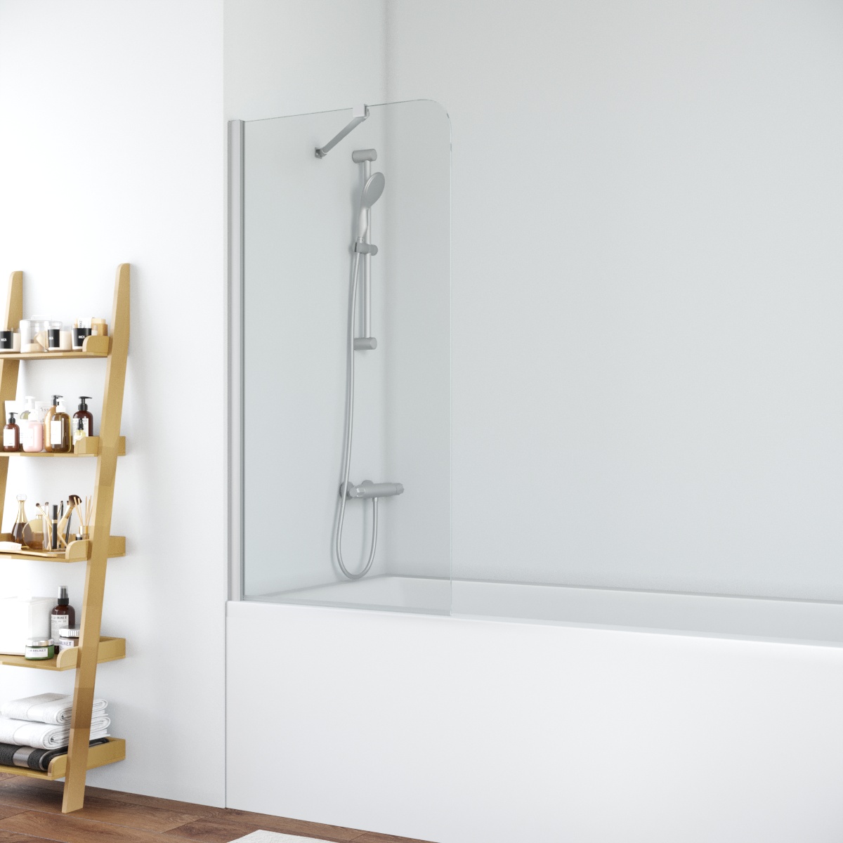 Шторка на ванну Vegas Glass EV NOVO ST 76 07 crystalvision, профиль матовый хром, стекло crystalvision