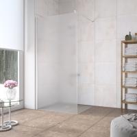 Душевая перегородка Vegas Glass EAF LUX 86 01 10 профиль белый, стекло сатин