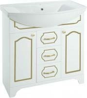 Тумба с раковиной Bellezza Тиффани 105 белая, патина золото