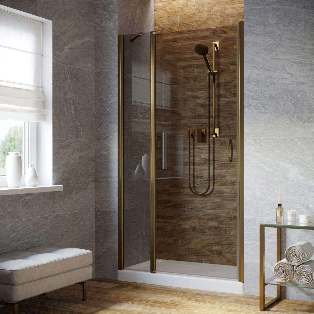 Душевая дверь в нишу Vegas Glass EP-F-1 LUX 145 05 07 L, профиль бронза, стекло графит