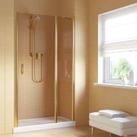 Душевая дверь в нишу Vegas Glass EP-F-1 LUX 110 09 05 R профиль золото глянцевое, стекло бронза