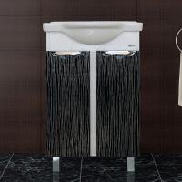 Тумба с раковиной Misty Лорд 55 прямая, бело-черная, напольная