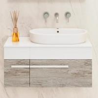 Тумба с раковиной Runo Вудлайн 85, скандинавский дуб, раковина Caspia 60 Oval