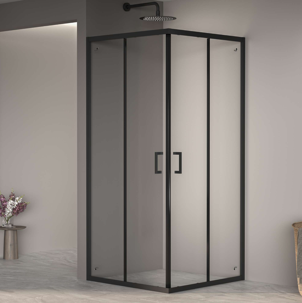 Душевой уголок RGW Passage PA-030B 900х900х1950 профиль черный, стекло прозрачное