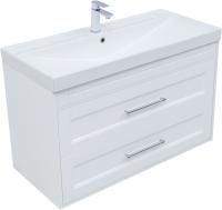 Тумба с раковиной Aquanet Бостон New 100 Flash белый сатин