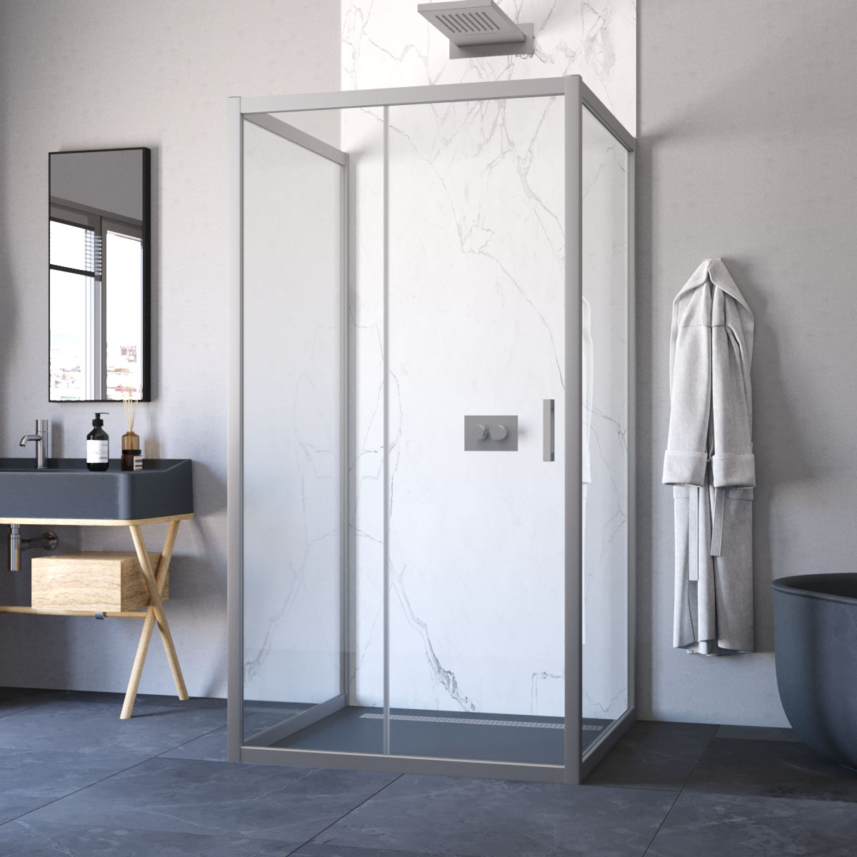 Душевой уголок Vegas Glass ZP-U NOVO h2000 120*100 07 01, профиль матовый хром, стекло прозрачное