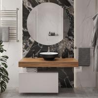 Мебель для ванной Stworki Ольборг 120 столешница дуб французский, без отверстий, c тумбой 80, с раковиной Vitra Water jewels