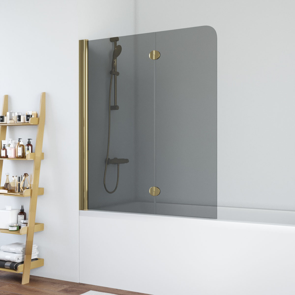 Шторка на ванну Vegas Glass E2V 120 05 07 L, профиль бронза, стекло графит