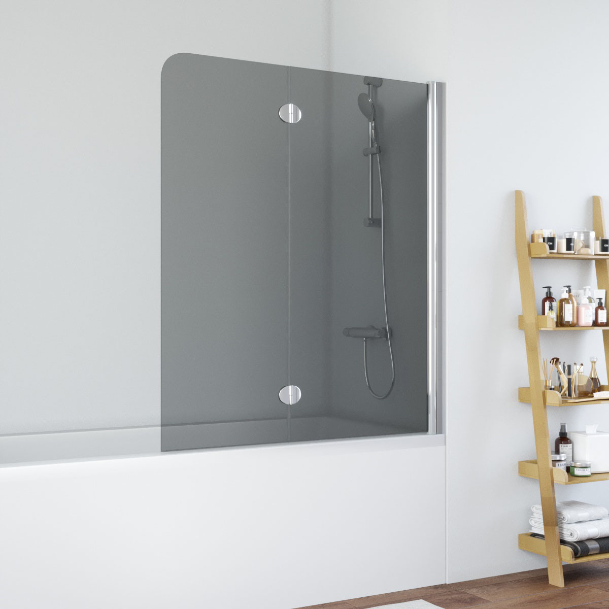 Шторка на ванну Vegas Glass E2V 120 08 07 R, профиль глянцевый хром, стекло графит