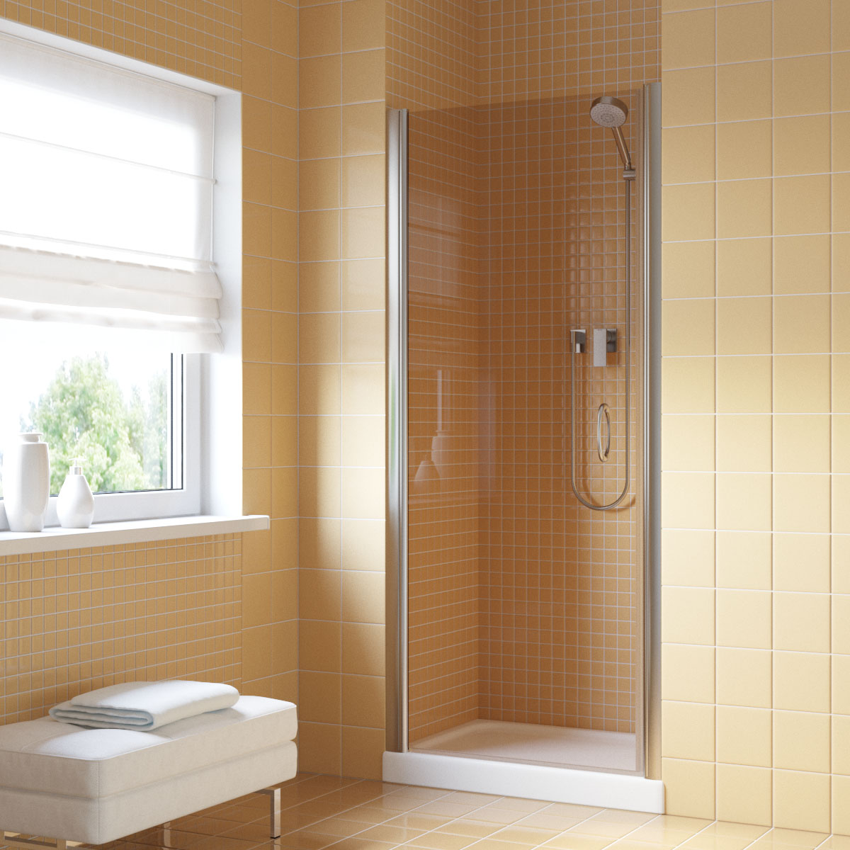 Душевая дверь в нишу Vegas Glass EP LUX 95 08 05 L, профиль глянцевый хром, стекло бронза