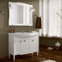 Мебель для ванной ASB-Woodline Модена 105 белая с серебряной патиной