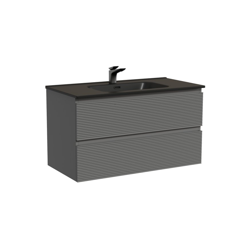 Тумба с раковиной Sancos Folk 90 grey soft, раковина CN7002MB