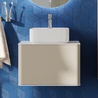 Тумба с раковиной Stworki Ноттвиль 60 бежевый шелк, без отверстия под смеситель