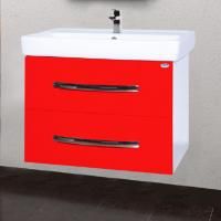Тумба с раковиной Bellezza Рокко 70 подвесная красная 2 ящика