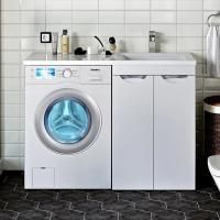 Тумба с раковиной Runo Лира 60 L под стиральную машину, раковина лайт