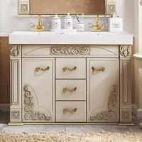 Тумба под раковину Misty Барокко 120 3 ящика бежевая, патина