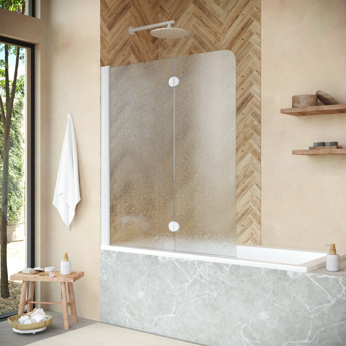 Шторка на ванну Vegas Glass  E2V NOVO 120 01 02 L, профиль белый, стекло шиншилла