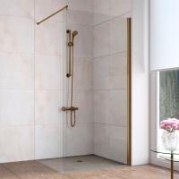 Душевая перегородка Vegas Glass EAF LUX 970x1995 профиль бронза, стекло прозрачное