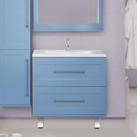 Тумба с раковиной Misty Марта 80 напольная, голубая матовая