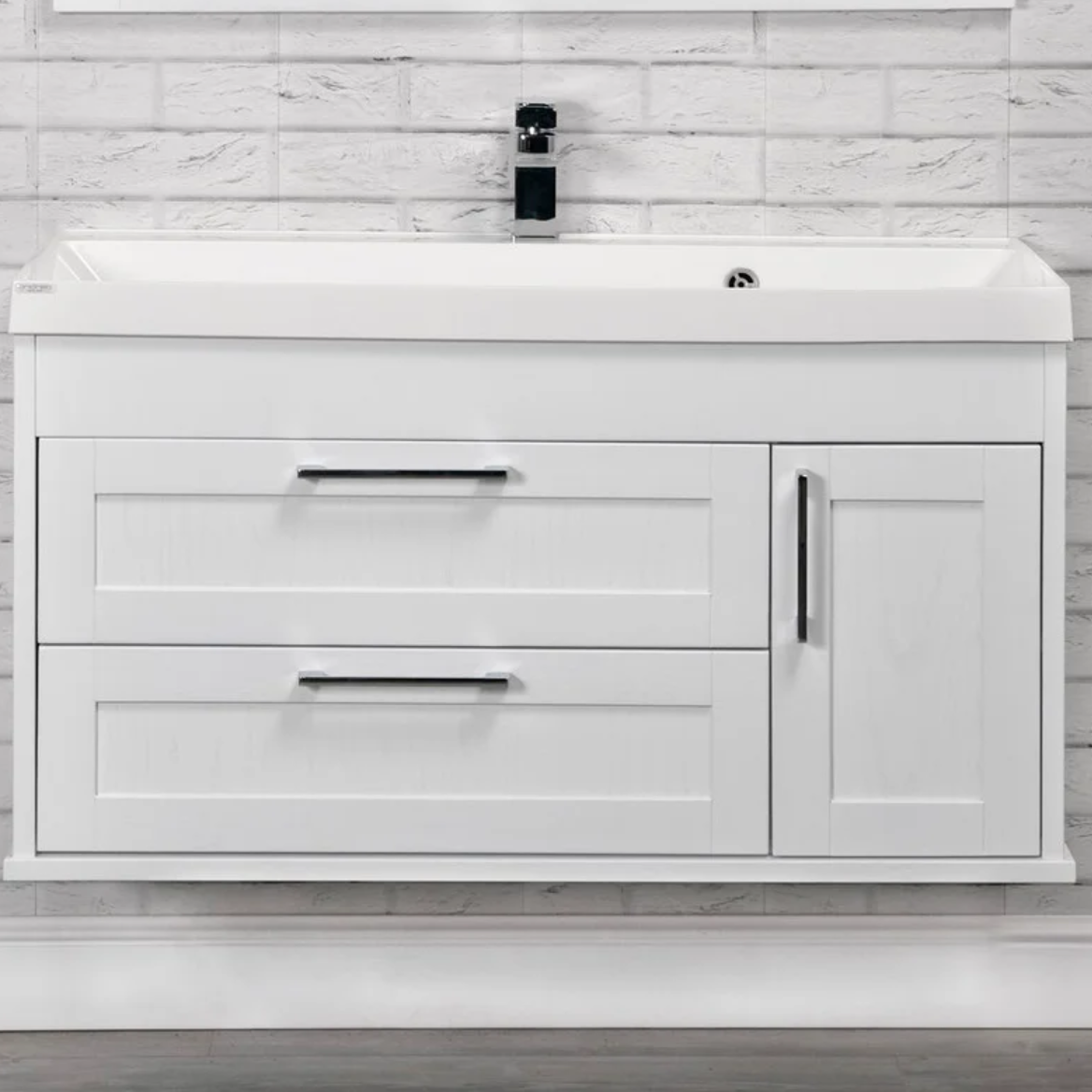 Тумба с раковиной ValenHouse Эйвори 100 подвесная, белая