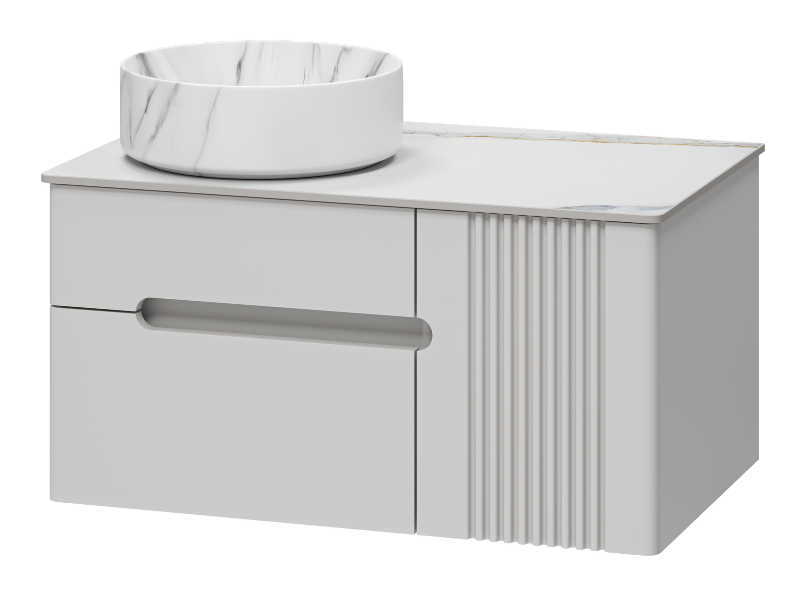 Тумба с раковиной Brevita Pallisandro 80 серая подвесная, со столешницей и раковиной