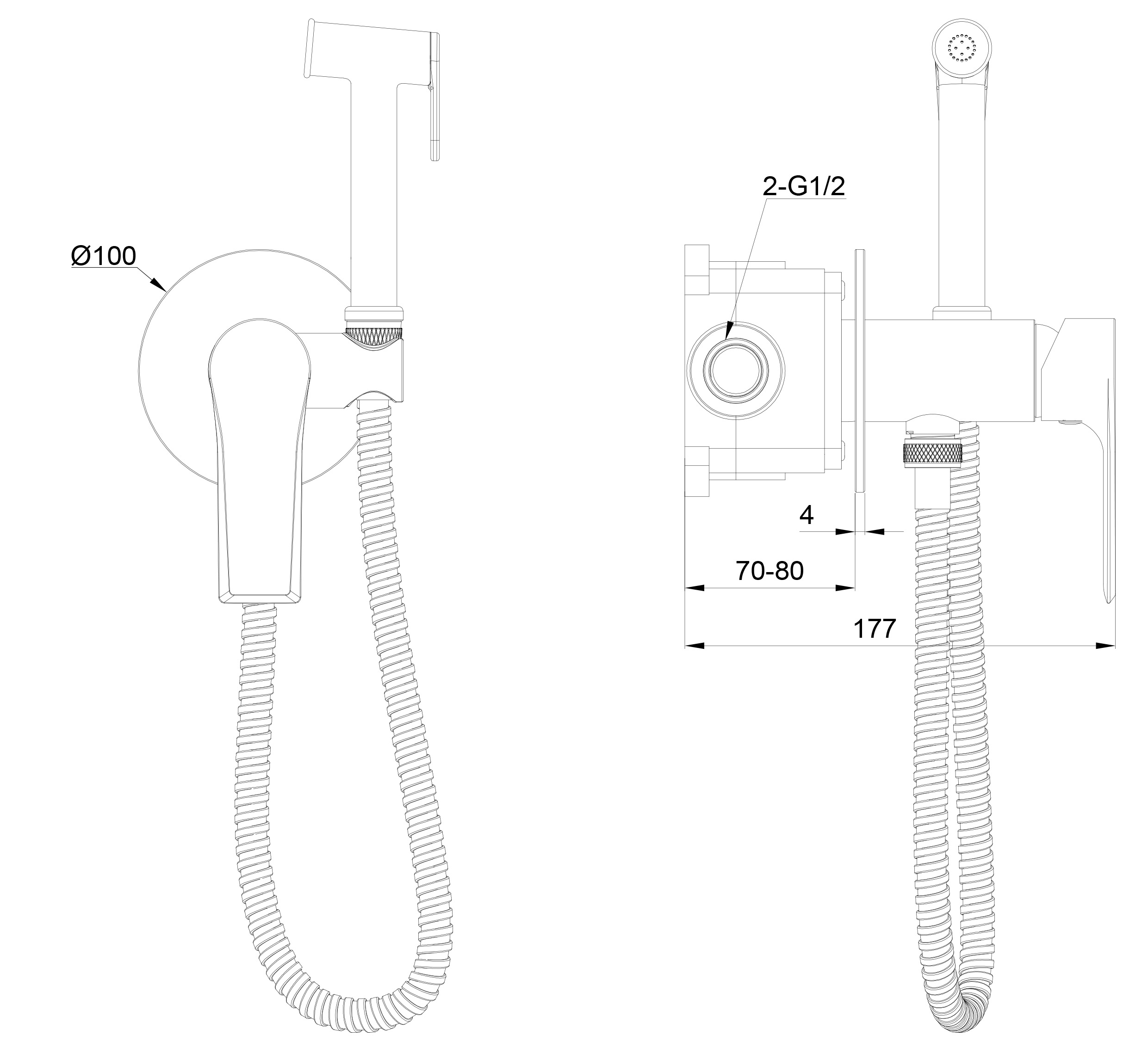 Гигиенический душ Wonzon & Woghand Brilliant WW-88829079-MB со смесителем