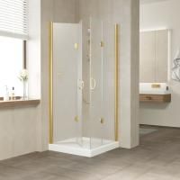 Душевой уголок Vegas Glass 2GPS LUX 90*80 09 10 L профиль золото глянцевое, стекло сатин